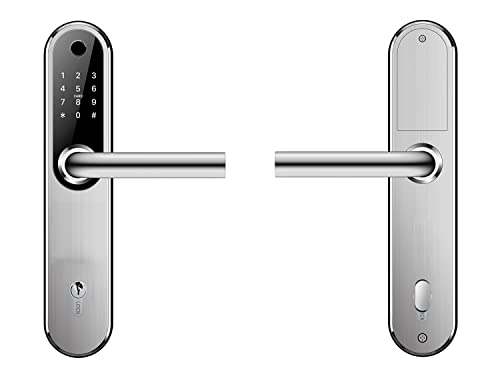 Gelikom Smart Home Türgriff mit Fingerprint, Karte und PIN, verwaltbar mit APP, Silber