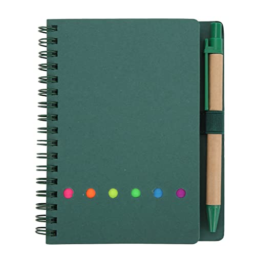 LIYJTK Notizbuch, tragbar, einfach, Doppelspule, Leder-Notizbuch, Studenten-Notizblock mit Einsteckstift, Business-Büro, Schreibwaren, Notizblock, Taschengeschäft (Green)