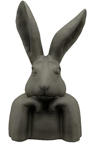 ETC putziger origineller Osterhase als Büste matt schwarz in Shabby Optik Landhaus Stil (klein ca. 30,5 cm hoch)