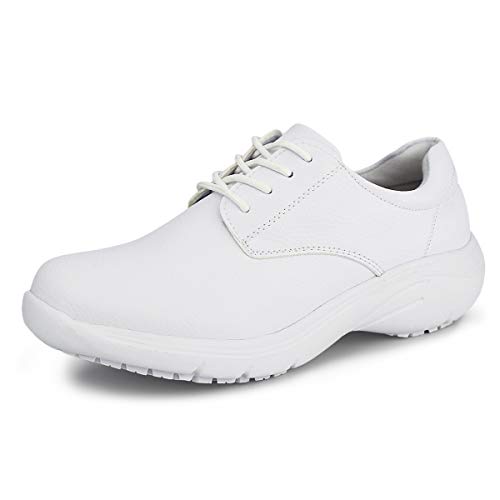 Hawkwell Damen rutschfeste leichte Stillschuhe Bequeme Schnür-Arbeitsschuhe, Weiß EU 41