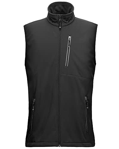 33,000ft Leichte Softshell Weste für Herren, Wasserdichte Winddichte Laufweste, Atmungsaktive Vest Gilet Ärmellose Jacke für Radfahren, Laufen, Wandern, Golf, Arbeit Schwarz 4XL