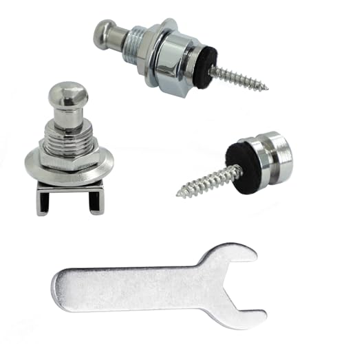 Rayzm Gitarre Strap Locks Button/Gitarrengurt Schlösser mit einem Schraubenschlüssel, Sicherheit Straplocks Rutschfeste Strap Retainer System für Akustik-/Elektro-/Bassgitarre (Silber)