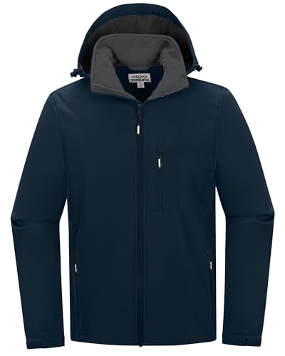 Outdoor Ventures Jacke Herren Wasserdichte Atmungsaktiv Softshelljacke - Winddichte Regenjacke Funktionsjacke mit Abnehmbare Kapuze Juwel Blau L
