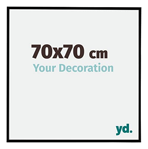 Your Decoration - Bilderrahmen 70x70 cm - Schwarz Matt - Bilderrahmen aus Kunststoff mit Acrylglas - Antireflex - 70x70 Rahmen - Evry
