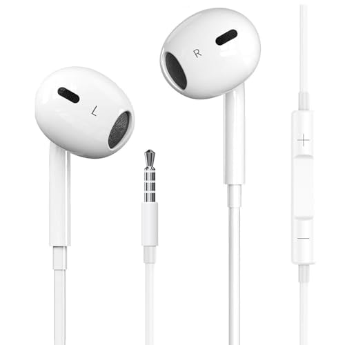 3,5mm In-Ear-Kopfhörer mit Kabel, Kopfhörer mit Kabel Ohrhörer mit Mikrofon und Lautstärkeregler mit 3,5mm Klinkenstecker geräuschisolierend für iPhone Samsung Huawei Android Smartphone Laptop MP3