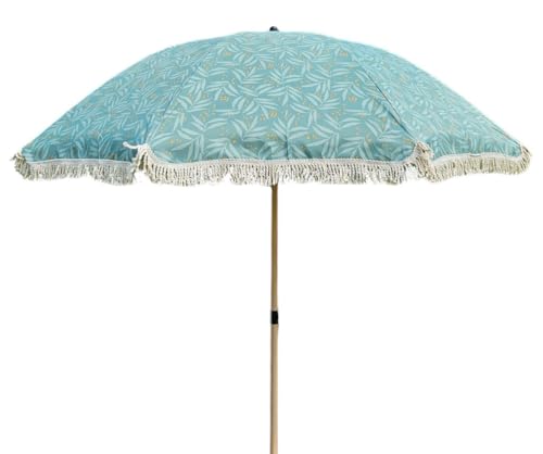 Meinposten Sonnenschirm Strandschirm Schirm UV Schutz mit Tasche Fransen Grün Ø 170 cm