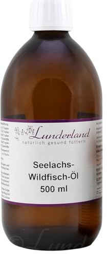 Lunderland Seelachs-Wildfisch-Öl | 500 ml | Ergänzungsfuttermittel für Hunde und Katzen | Hoher Omega-3 Gehalt | Aus verantwortungsvoller Wildfischerei in Alaska | Kaltgepresst