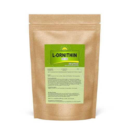 L-Ornithin (Aminosäure), vegan, hochreine Premiumqualität ohne Zusatzstoffe, 250 g im Beutel, Bonemis®