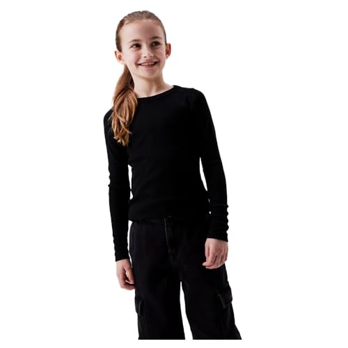 NAME IT Mädchen Nkfnakal Short Top Noos Langarmshirt, Schwarz, 146-152 EU