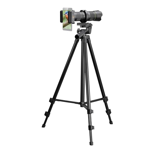 Bresser Tele-Objektiv für Smartphones Spektiv Spotty, 20-40x Zoom, Universal-Halterung 66-96 mm, multivergütete Optik, Aluminiumstativ 45-129 cm, Augenmuschel zur visuellen Beobachtung