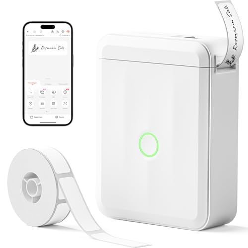 NIIMBOT Etikettendrucker, Bluetooth D110 Upgrade Selbstklebendes Etikettiergerät, Tragbarer Beschriftungsgerät Thermoetikettierer Aufkleber Druckbreite 15mm Kompatibel mit iOS Android Für Zuhause Büro