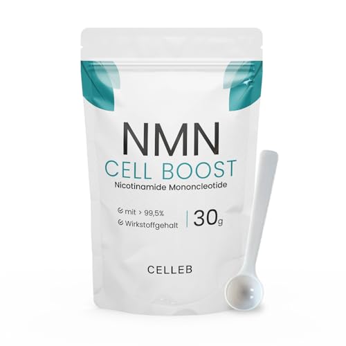 NMNcelleb Bioaktive Formel | 30g Packung | hochreines Nicotinamid Mononukleotid Pulver, ohne Zustatzstoffe und vegan | in Deutschland laborgeprüfter Markenrohstoff | Für Hunde und Katzen geeignet 30 g