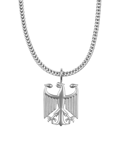 d'origine Deutschland Adler Kette Herren – Bundesadler Wappen mit Foxkette in Silber (Edelstahl)