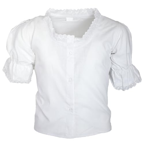MS-Trachten Kinder Trachtenbluse Dirndl Bluse Weiß Mädchen (140)