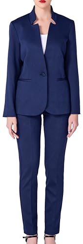 Ava Luke Hosenanzüge Für Damen Elegant Zweiteilig, Hosenanzug 2-teilig Anzüge Für Damen Navy Blau 50