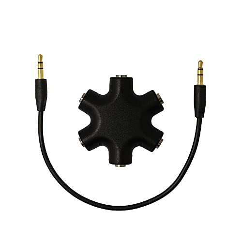 Ziyan 5 Fach 3.5mm Klinken Verteiler Audio Splitter für Kopfhörer Headphone Smartphones, Laptops und PC in Schwarz