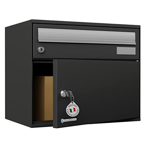 advanSecure® Brief- und Paketkasten | innovatives Schließsystem für kontaktlose Paket-Zustellung | separates Brieffach | designt und gefertigt in Italien | wetterfest | anthrazit