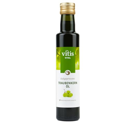 Vitis Vital Traubenkernöl | schonend kaltgepresst | reich an Vitamin E | regional produziert an der Mosel | zertifizierter Herstellungsprozess | zum Kochen, Backen, Braten | Flasche 250ml