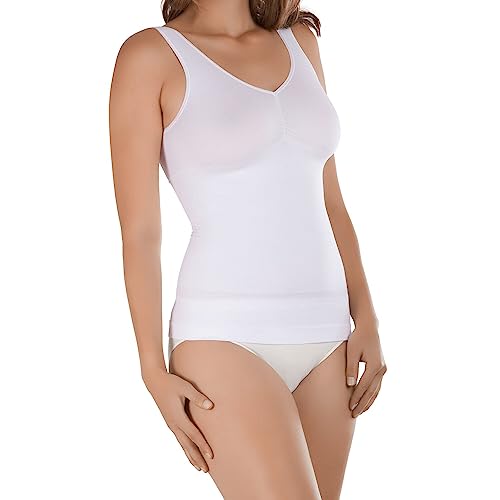 BestSale247 Damen Form-Top - Seamless Unterhemd mit Shaping-Effekt Shapewear Formendes Hemd (Weiß, 52-54)