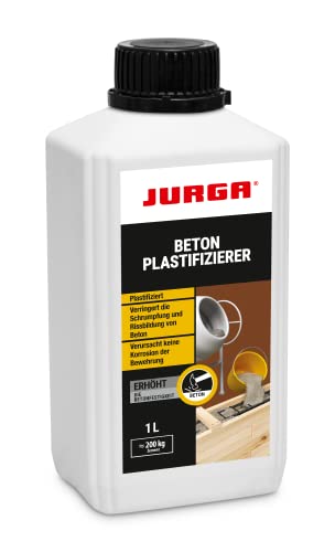 JURGA Beton Plastifizierer 1 L, Beton Zusatzmittel, Widerstandsfähig gegen Frost & Tausalz, Keine Stahlkorrosion, braun