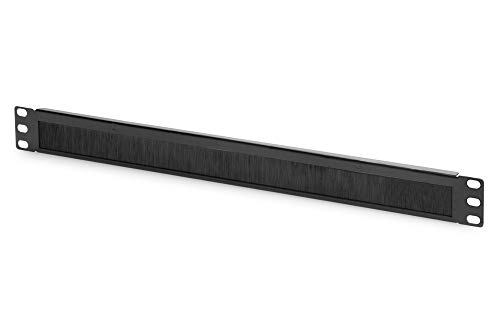 DIGITUS Kabel-Durchführung mit Bürstenleiste - 1HE - 19-Zoll - Für Netzwerkschränke & Netzwerkkabel - Schwarz