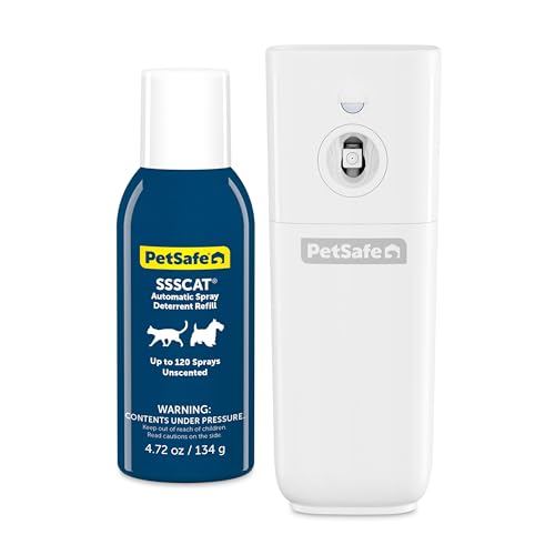 PetSafe SSSCAT automatisches Fernhaltespray für Haustiere, hält Katzen und Hunde von Oberflächen, Pflanzen und potenziellen Gefahren fern, kein Möbelkratzen mehr, sicher, geruchlos und fleckenfrei