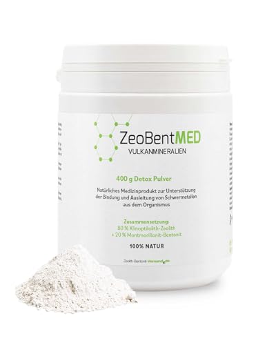 ZeoBent MED Detox-Pulver 400g, Zeolith-Bentonit, Medizinprodukt, Apothekenqualität, Vergleichssieger, Darmreinigung, Entgiftung von Schwermetallen, Entgiftungskur, Vulkanmineralien, Heilerde