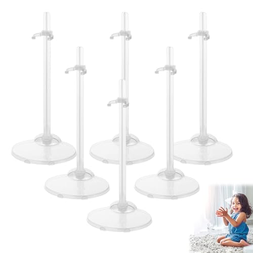 TUKNN Puppenständer, Puppenständer, Puppen Ständer Displayhalter, Transparenter Puppenständer, Kunststoff Puppenständerhalter, Verstellbarer Mini Puppenständer Puppenzubehör, 6 Stück