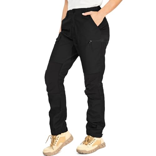 Yenwits Wanderhose Damen Outdoor Hosen Langlebig Robust Atmungsaktiv Trekkinghose Arbeitshose für Outdoor-Aktivitäten und Außenarbeiten（2093，Schwarz,3XL）