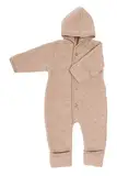 Engel Overall mit Kapuze, 100% Schurwolle Fleece, Natur, Gr. 50/56-86/92, 4 Farben (Sand melange, 62-68)