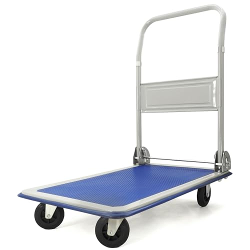 Plattformwagen Transportwagen Transportroller Rollwagen Klappbar 150kg/300kg Faltbar Handwagen Schwerlast Lagerwagen Metall mit 4 Rollen (150 kg)