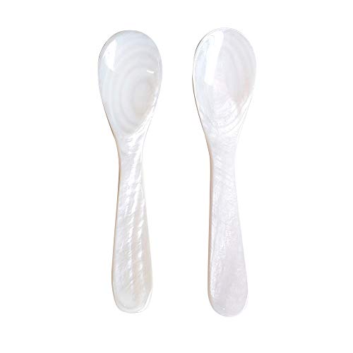 Marycrafts 2er Set Perlmuttlöffel Kaviarlöffel Eierlöffel Caviar Spoons Handarbeit
