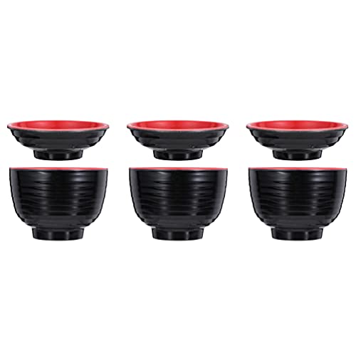 DOITOOL 3 Stücke Japanische Stil Miso mit Deckel Japanische Miso Suppe Schüsseln Kleine Suppenschüssel Rammen Schüssel Nachahmung Porzellansuppe