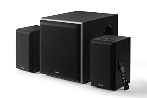 Edifier M601DB 2.1 Home-Entertainment-System (110 Watt) mit Bluetooth V5.1 (aptX), 21cm (8 Zoll) kabellosem Subwoofer, Digital- und Analogeingängen und Infrarot-Fernbedienung