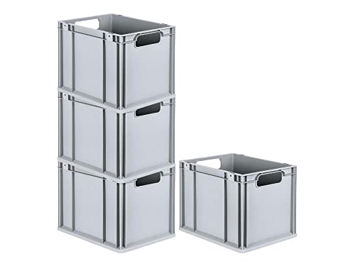 PROREGAL SuperSparSet 4x Eurobox NextGen Economy | Griffe offen |HxBxT 32x30x40cm | 30 Liter | Eurobehälter, Transportbox, Transportbehälter, Stapelbehälter