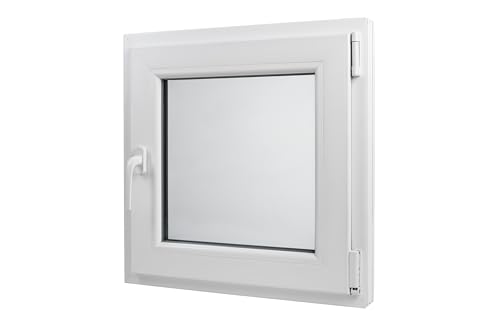 Kunststoff Fenster Dreh/Kipp 50 cm x 50 cm Anschlagrichtung Rechts inklusive Fenstergriff