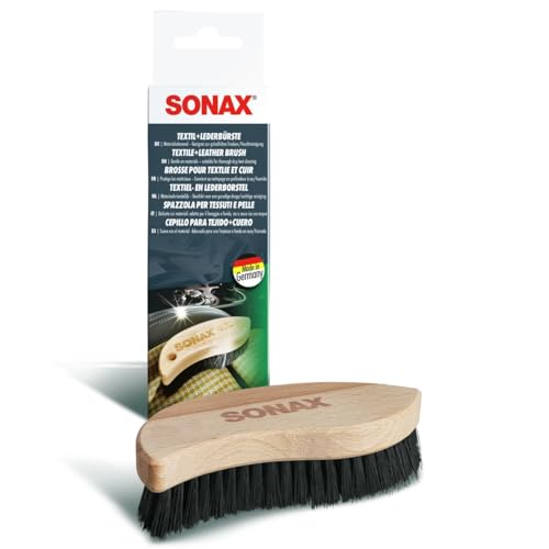 SONAX Textil+LederBürste (1 Stück) Trocken- und Feuchtreinigung von Textilien sowie zur schonenden Reinigung von Glattleder-Oberflächen | Art-Nr. 04167410