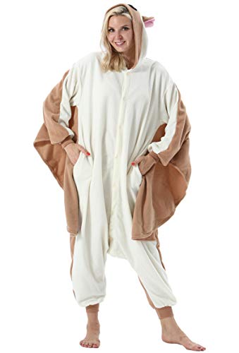 ULEEMARK Damen Herren Jumpsuit Onesie Tier Fasching Halloween Kostüm Lounge Sleepsuit Cosplay Overall Pyjama Schlafanzug Erwachsene Unisex Fliegende Maus for S