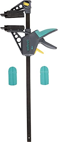 wolfcraft Montagezwinge 6985000 – Zwinge für den Terrassenbau – Distanzhalter für den Bau einer Holzterrasse – Spannkraft: 120 kg – Spannweite: 450 mm