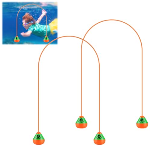 Tikplus 2 Stück Tauchbogen Tauchspielzeug, 2.5m Lang Tauchspielzeug für Kinder, Orange Tauchbogen Tauchringe, Tauchringe für Kinder, Pool Spielzeug für ab 6 und Erwachsene