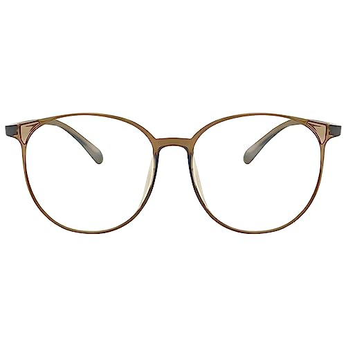 KAEOISFU Retro-Stil Übergroße Runde Lesebrille Herren Damen, Vintage Blaulichtfilter Computerlesegerät, Großem Rahmen Oval Blendfreie UV Presbyopie Brille
