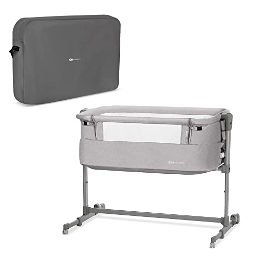 Kinderkraft Beistellbett NESTE UP, Babybetten, Zustellbett, Kinderbett, Kinderreisebett, 2 in 1, Höhenverstellung, mit Zubehör, Matratze, Leichte Konstruktion 9 kg, Grau