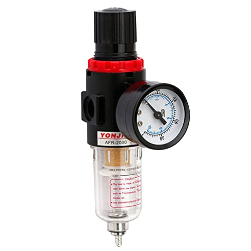 1/4" Druckminderer Filter, Druckluftregler Filter, Druckluft Druckminderer Filter, 1/4" Druckluft Wasserabscheider, für Kompressor Filter und Luftwerkzeuge, mit Manometer Zubehör