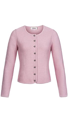 Nübler Trachtenjacke Damen - Strickjacke Damen im Landhausstil, taillierter Schnitt mit Knöpfen Silber - Moderne bayrische Tracht, ANNI Rosa Gr. 38
