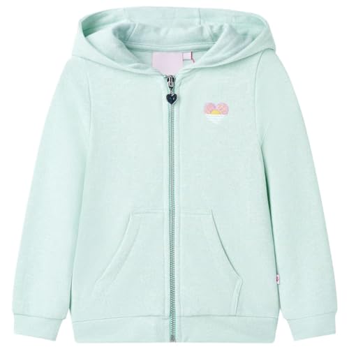 vidaXL Kinder Kapuzenpullover Reißverschluss Sweatshirt Pullover Helles Minzgrün 128