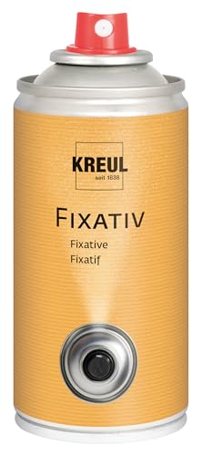 KREUL 800150 - Fixativ, 150 ml Spraydose, hochtransparenter, nicht glänzender Schutzfilm für Kreide-, Kohle- und Buntstiftzeichnungen sowie für Tempera- und Aquarellfarben