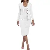 Damen Zweiteiler Elegant Festlich Festlicher Kostüm 2 Teiler mit Rock Elegant Casual Pieces Blazer Blaser Tagesangebote Heute, Business Outfit Langarm Blazer Anzug Damen Set M