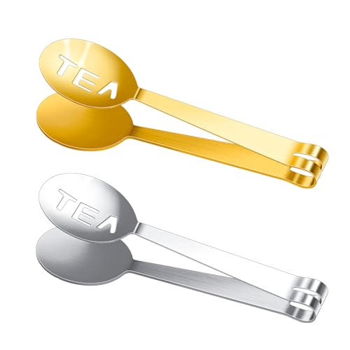 2 Stück Teezange Für Teebeutel, Teebeutelzange Aus Edelstahl, Teezange Leichte Metallic Teedruckklemme Ergonomischer Griff Teebeutelhalter Für Losen Tee, Teebeutel, Zuckerwürfel, Küche, Bar