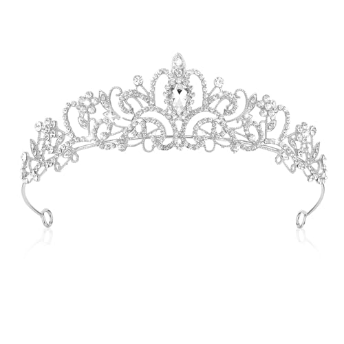 YUXIANLB Krone Prinzessin Mädchen Damen Diadem Crown Kristall Tiaras Prinzessinnenkrone Eleganter Corwn Royal Queen Brautschmuck Strass Stirnband Geschenk Haarschmuck für Frauen Hochzeit Tanzparty