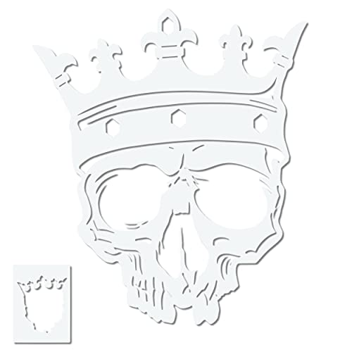 Herterich Products Airbrush Schablone für Skull Totenkopf König | Tattoo und Graffiti Stencil Vorlage | Präzises Design | Wiederverwendbar und Lösemittelresistent